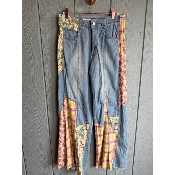 Pilcro Anthropologie The Adi Mid Rise Patchwork Jeans, Size 28 Boho $178 - Picture 4 of 8